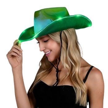 Green Light Up Glorious Luminous Sheen Metallic Cowboy Space Cowgirl Hat All Products Green Light Up Glorious Luminous Sheen Metallic Cowboy Space Cowgirl Hat All Products