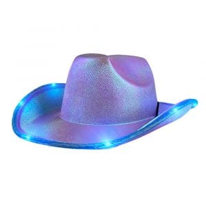 Purple Blue Light Up Glorious Luminous Sheen Metallic Cowboy Space Cowgirl Hat Purple Blue Light Up Glorious Luminous Sheen Metallic Cowboy Space Cowgirl Hat