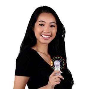 Portable Light Up Mini Cooling Fan with White Handle Battery Operated for Hot Weather Portable Light Up Mini Cooling Fan with White Handle Battery Operated for Hot Weather
