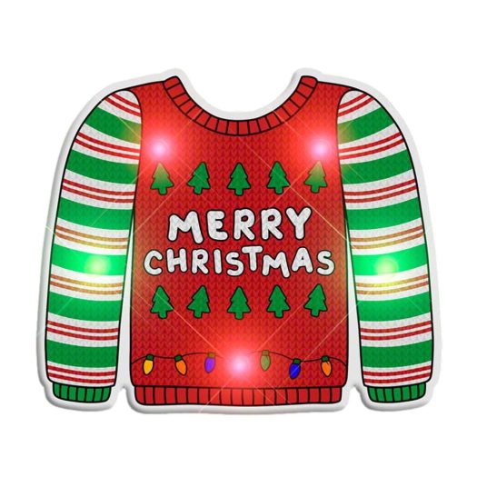 Light Up Merry Christmas Sweater Stripes Body Light Pin All Body Lights and Blinkees