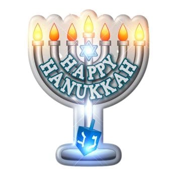 Light Up Happy Hanukkah LED Menorah Chanukah Body Light Pin All Body Lights and Blinkees