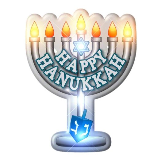 Light Up Happy Hanukkah LED Menorah Chanukah Body Light Pin All Body Lights and Blinkees