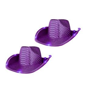 Halloween LED Flashing Cowboy Hat with Purple Sequins Pack of 2 Halloween LED Flashing Cowboy Hat with Purple Sequins Pack of 2