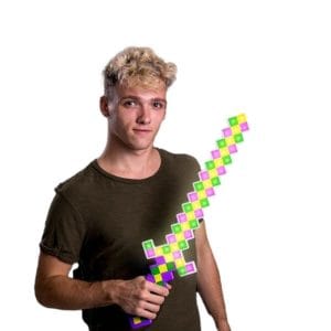 LED Pixelated Mardi Gras Warrior Sword Purple Green Gold