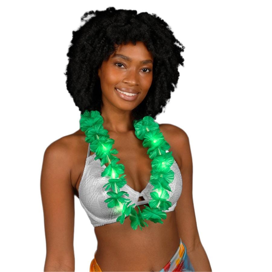 Light Up Hawaiian Flower Lei Necklace Green All Products Light Up Hawaiian Flower Lei Necklace Green All Products