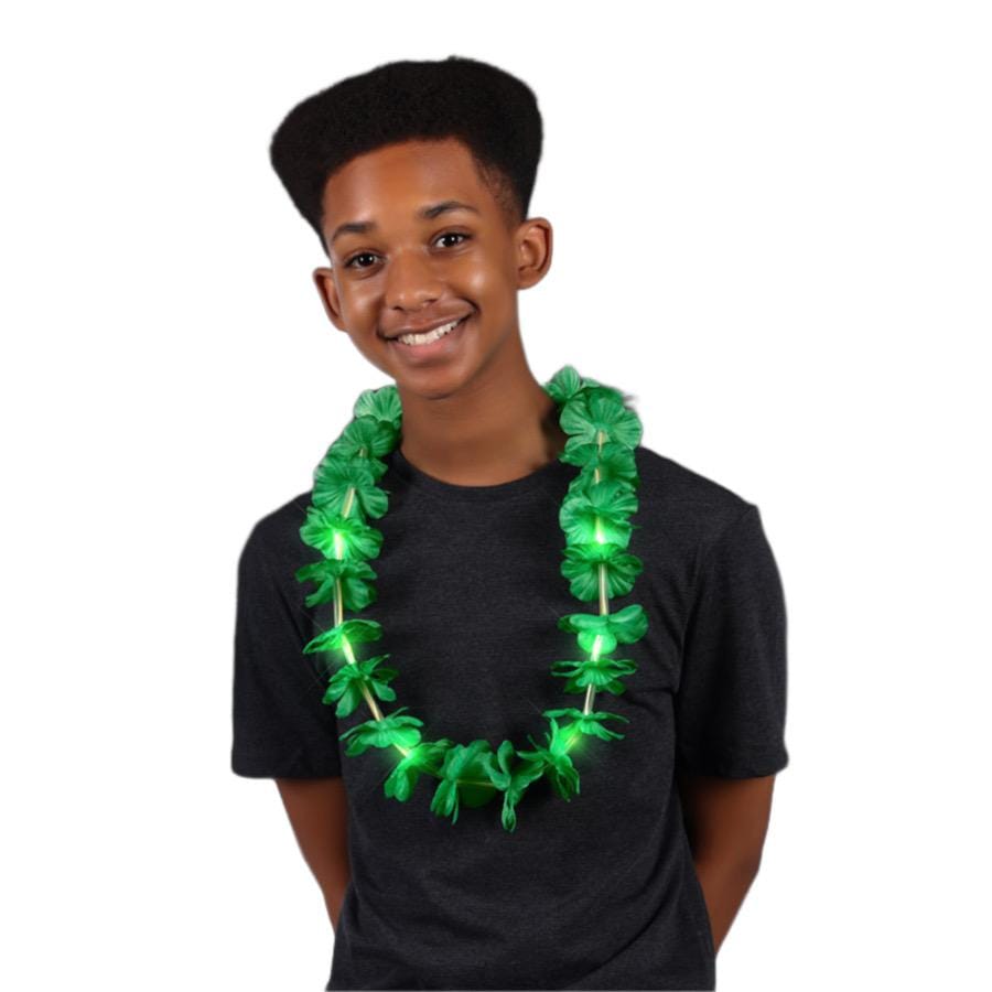 Light Up Hawaiian Flower Lei Necklace Green All Products Light Up Hawaiian Flower Lei Necklace Green All Products 2