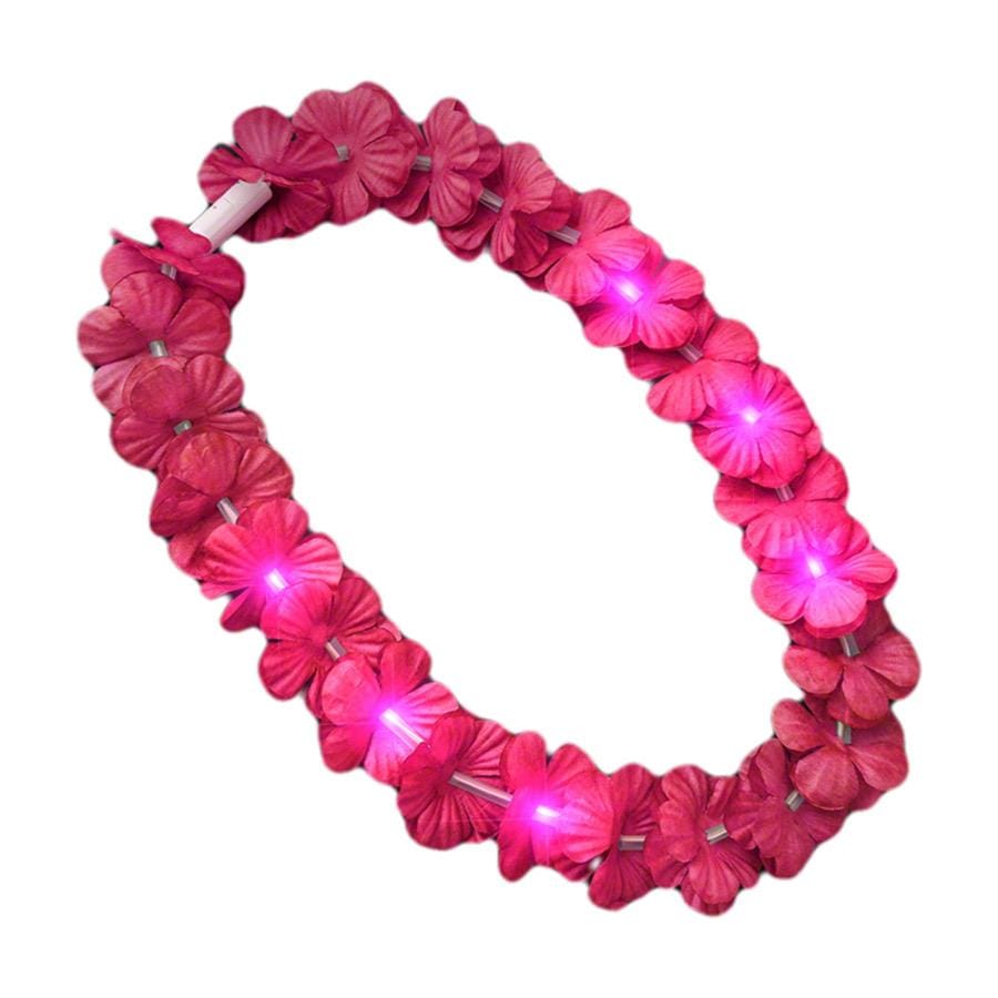 Light Up Hawaiian Flower Lei Necklace Pink All Products Light Up Hawaiian Flower Lei Necklace Pink All Products 5