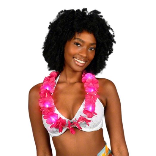 Light Up Hawaiian Flower Lei Necklace Pink All Products
