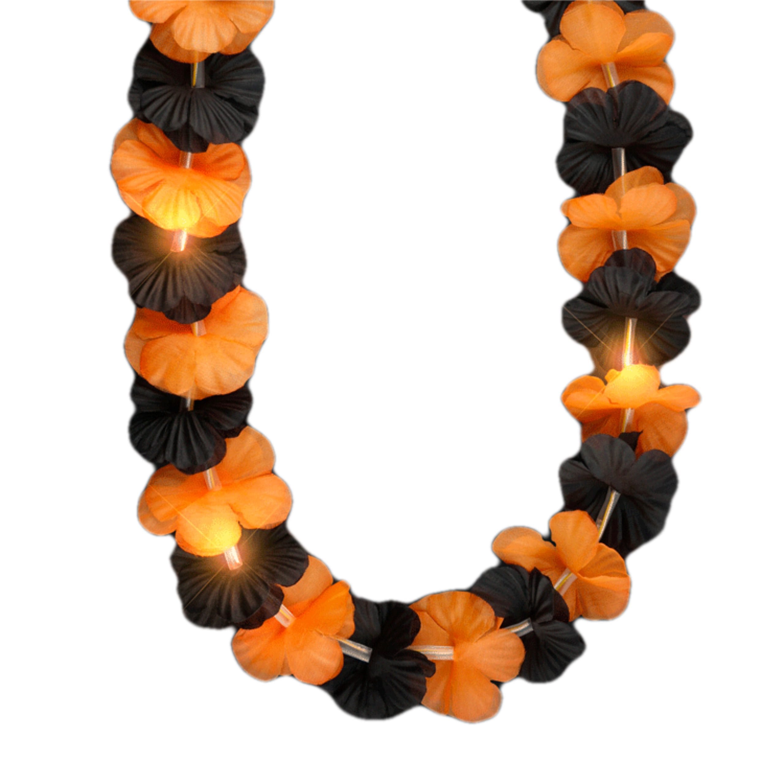 Light Up Halloween Hawaiian Flower Lei Black Orange All Products Light Up Halloween Hawaiian Flower Lei Black Orange All Products 5