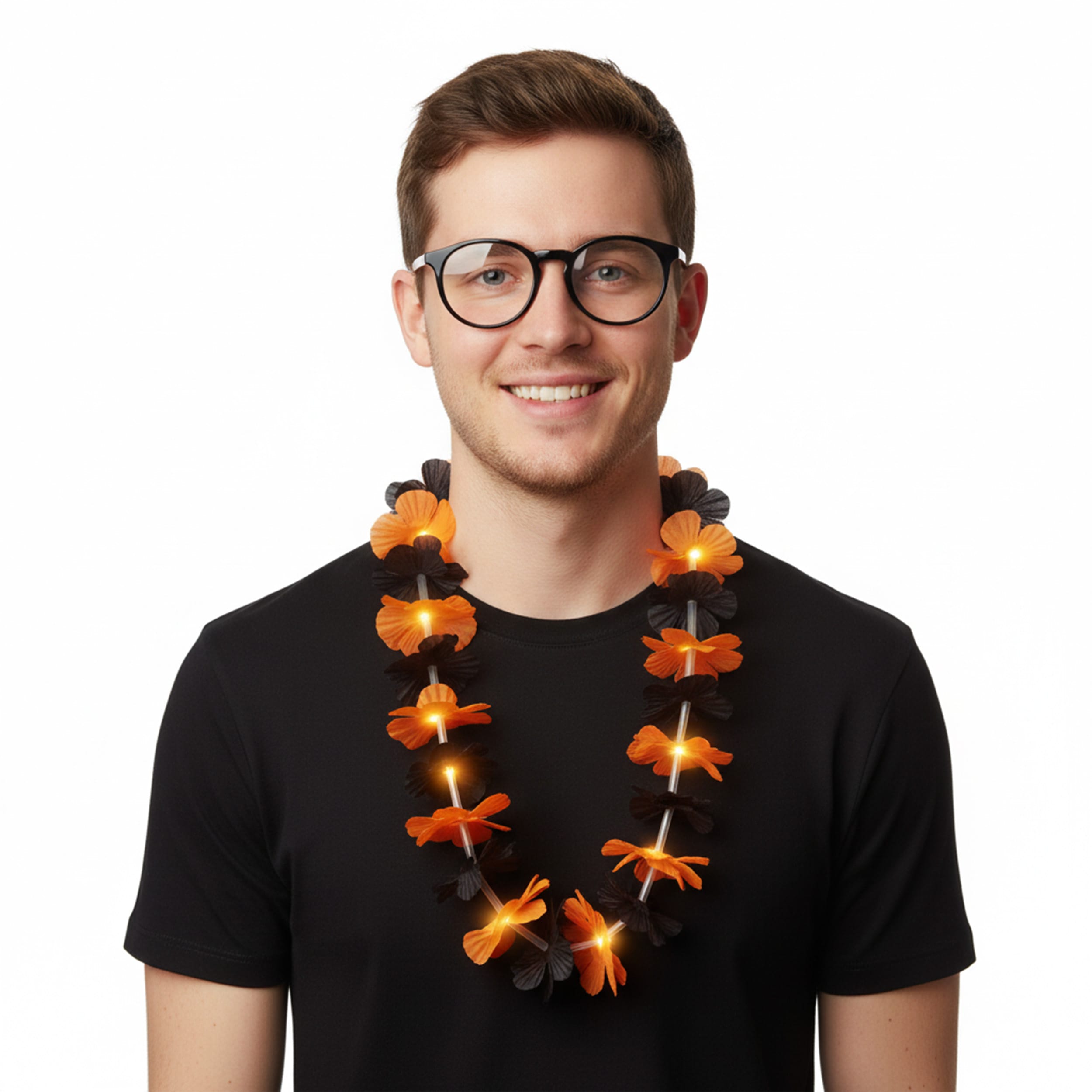 Light Up Halloween Hawaiian Flower Lei Black Orange All Products Light Up Halloween Hawaiian Flower Lei Black Orange All Products 4