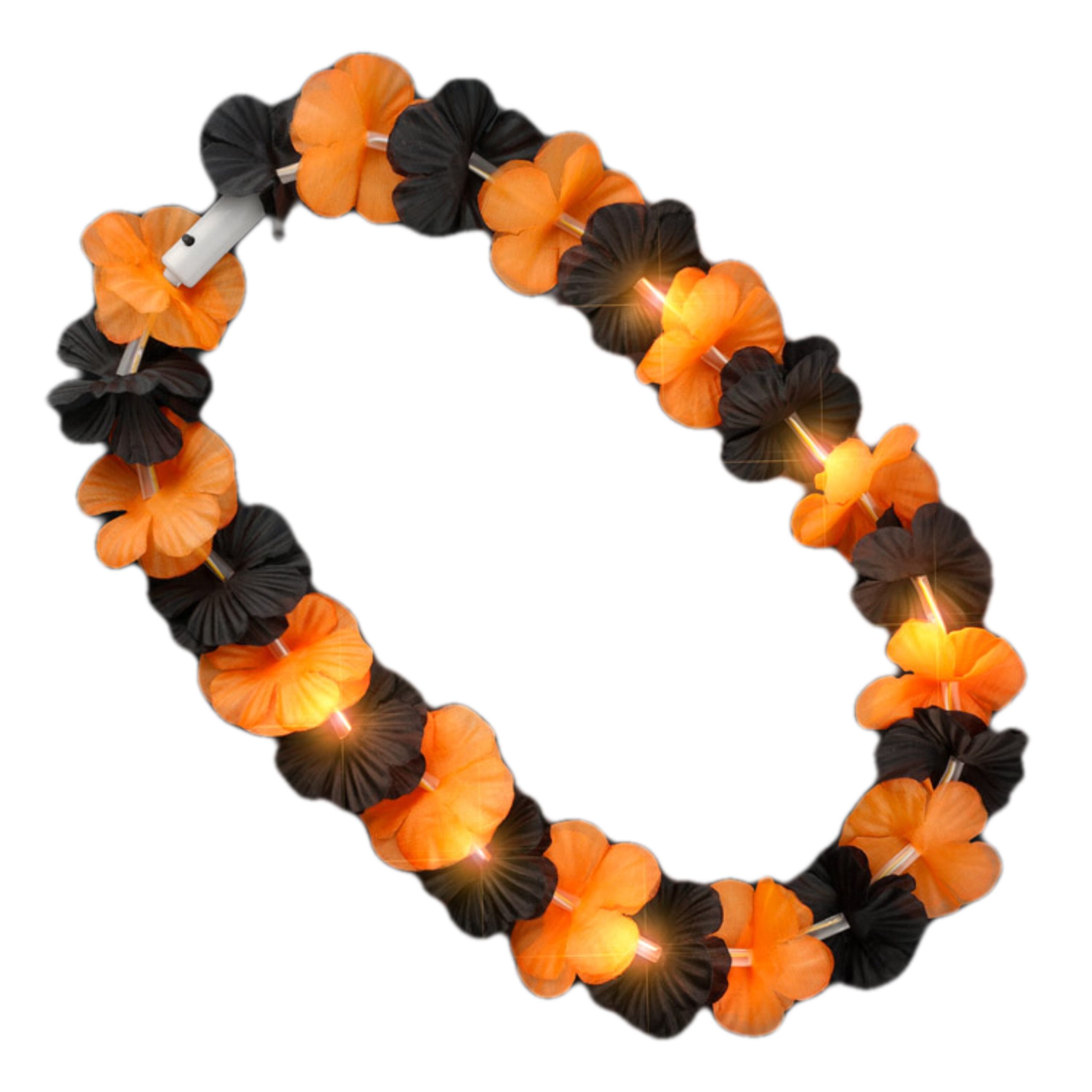 Light Up Halloween Hawaiian Flower Lei Black Orange All Products Light Up Halloween Hawaiian Flower Lei Black Orange All Products 6