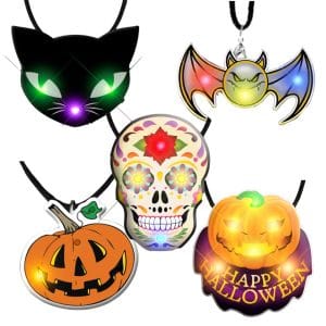 Assorted Halloween Light Up Flashing Body Light Charm Necklaces Pack of 25 All Body Lights and Blinkees Assorted Halloween Light Up Flashing Body Light Charm Necklaces Pack of 25 All Body Lights and Blinkees