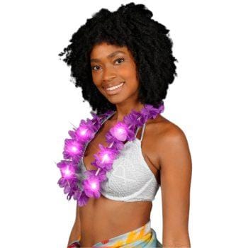 Light Up Hawaiian Flower Lei Necklace Purple All Products