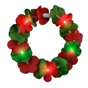 Light Up Christmas Hawaiian Stretch Flower Crown Red Green Light Up Christmas Hawaiian Stretch Flower Crown Red Green