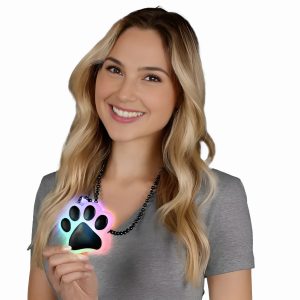 Light Up Multicolor Paw Print Charm Necklace Light Up Multicolor Paw Print Charm Necklace
