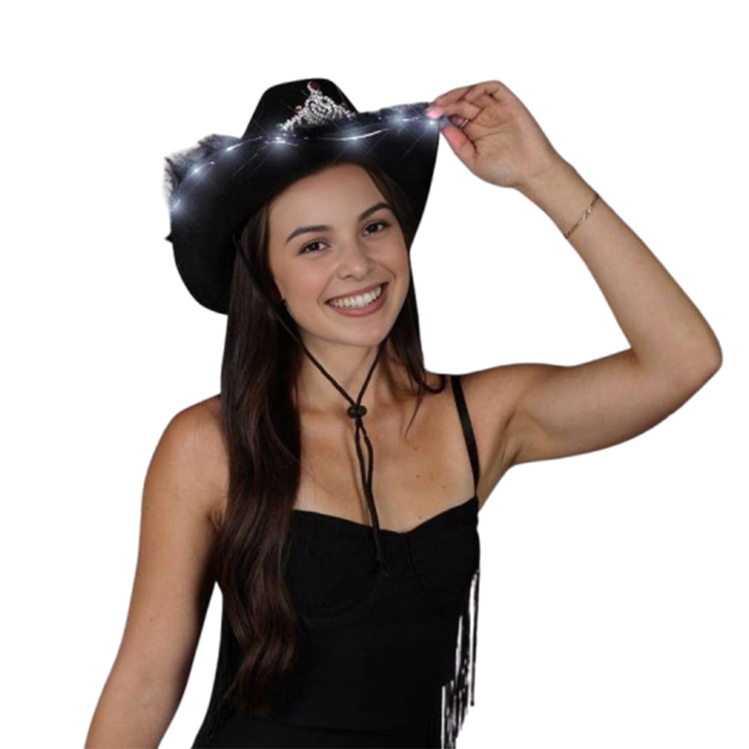 Light Up Black Bridal Cowboy Cowgirl Hat with Tiara All Products Light Up Black Bridal Cowboy Cowgirl Hat with Tiara All Products 4
