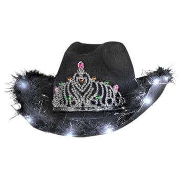 Light Up Black Bridal Cowboy Cowgirl Hat with Tiara All Products
