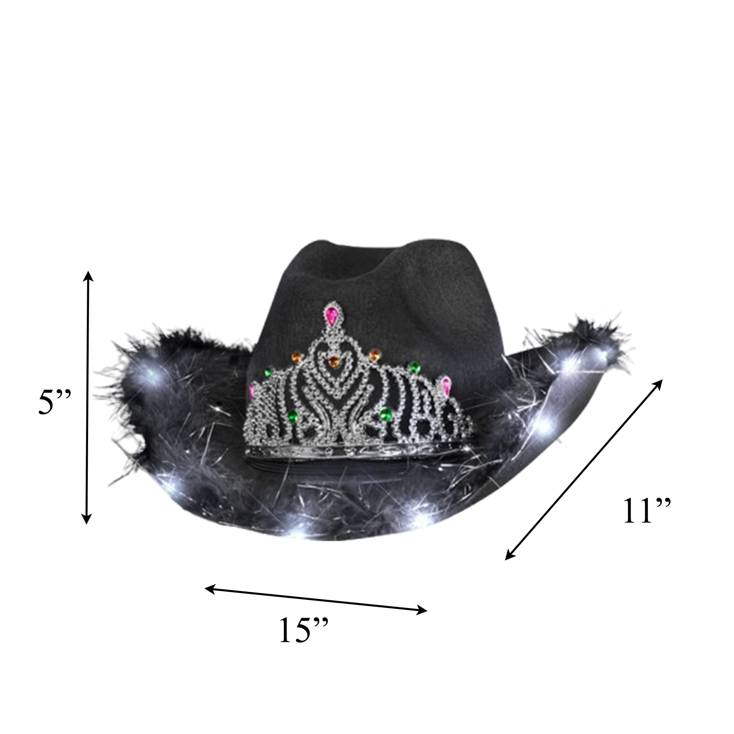 Light Up Black Bridal Cowboy Cowgirl Hat with Tiara All Products Light Up Black Bridal Cowboy Cowgirl Hat with Tiara All Products 2