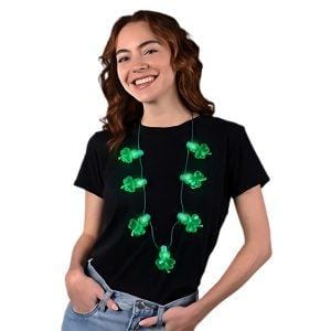 Flashing Jumbo Acrylic Shamrock Charms Necklace Flashing Jumbo Acrylic Shamrock Charms Necklace