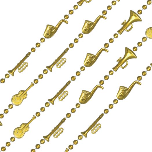 Non Light Up Metallic Gold Plated Jazz Instruments Beaded Necklace Pack of 12 All Products Non Light Up Metallic Gold Plated Jazz Instruments Beaded Necklace Pack of 12 All Products