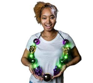 Light Up Jumbo Mardi Gras Huge Balls and Mask Necklace Light Up Jumbo Mardi Gras Huge Balls and Mask Necklace