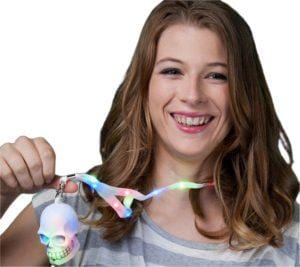Light Up Lanyard Flashing Skeleton Skull Charm