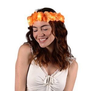 Island Girl Tropical Flower Crown Lei Headband Orange