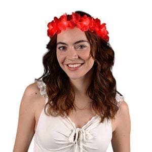 Island Girl Tropical Flower Crown Lei Headband Red Island Girl Tropical Flower Crown Lei Headband Red
