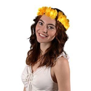 Island Girl Tropical Flower Crown Lei Headband Yellow for Mardi Gras Island Girl Tropical Flower Crown Lei Headband Yellow for Mardi Gras