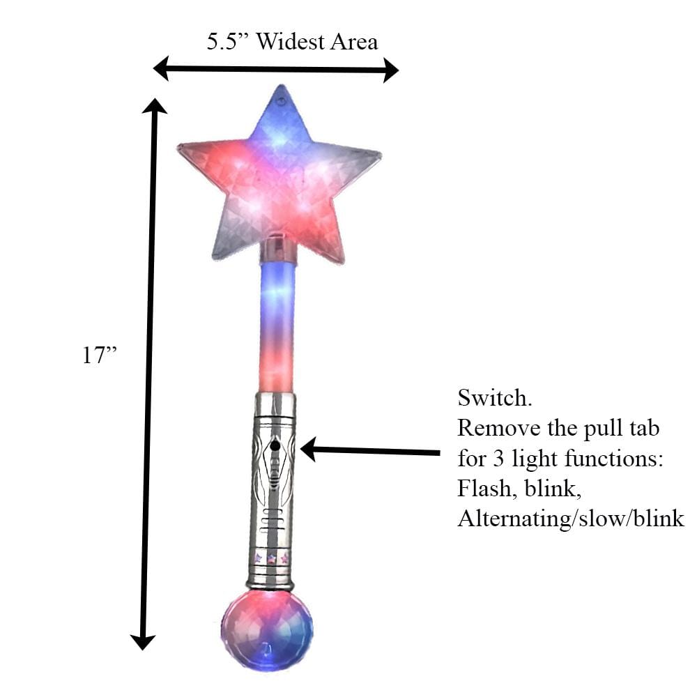 Light Up Patriotic Super Star Jumbo Wand 2 Inch Glow Sticks Light Up Patriotic Super Star Jumbo Wand 2 Inch Glow Sticks 4