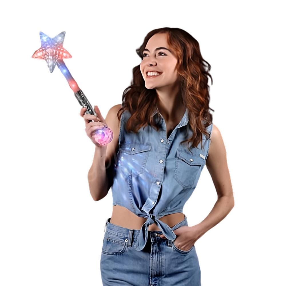 Light Up Patriotic Super Star Jumbo Wand 2 Inch Glow Sticks Light Up Patriotic Super Star Jumbo Wand 2 Inch Glow Sticks