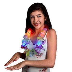 Light Up Hawaiian Flower Lei Necklace Rainbow Light Up Hawaiian Flower Lei Necklace Rainbow
