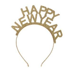 Happy New Year Unlit Gold Glitter Sparkling Headband Happy New Year Unlit Gold Glitter Sparkling Headband