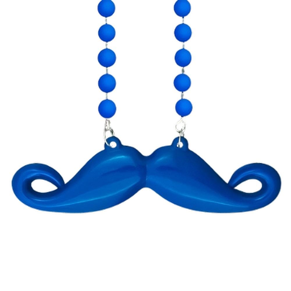 Funky Mustache Beaded Necklace Blue Pack of 12 All Products Funky Mustache Beaded Necklace Blue Pack of 12 All Products 2