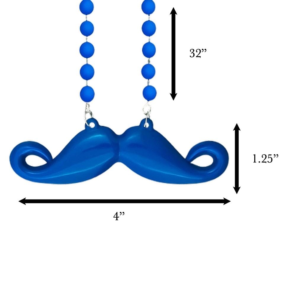 Funky Mustache Beaded Necklace Blue Pack of 12 All Products Funky Mustache Beaded Necklace Blue Pack of 12 All Products 3