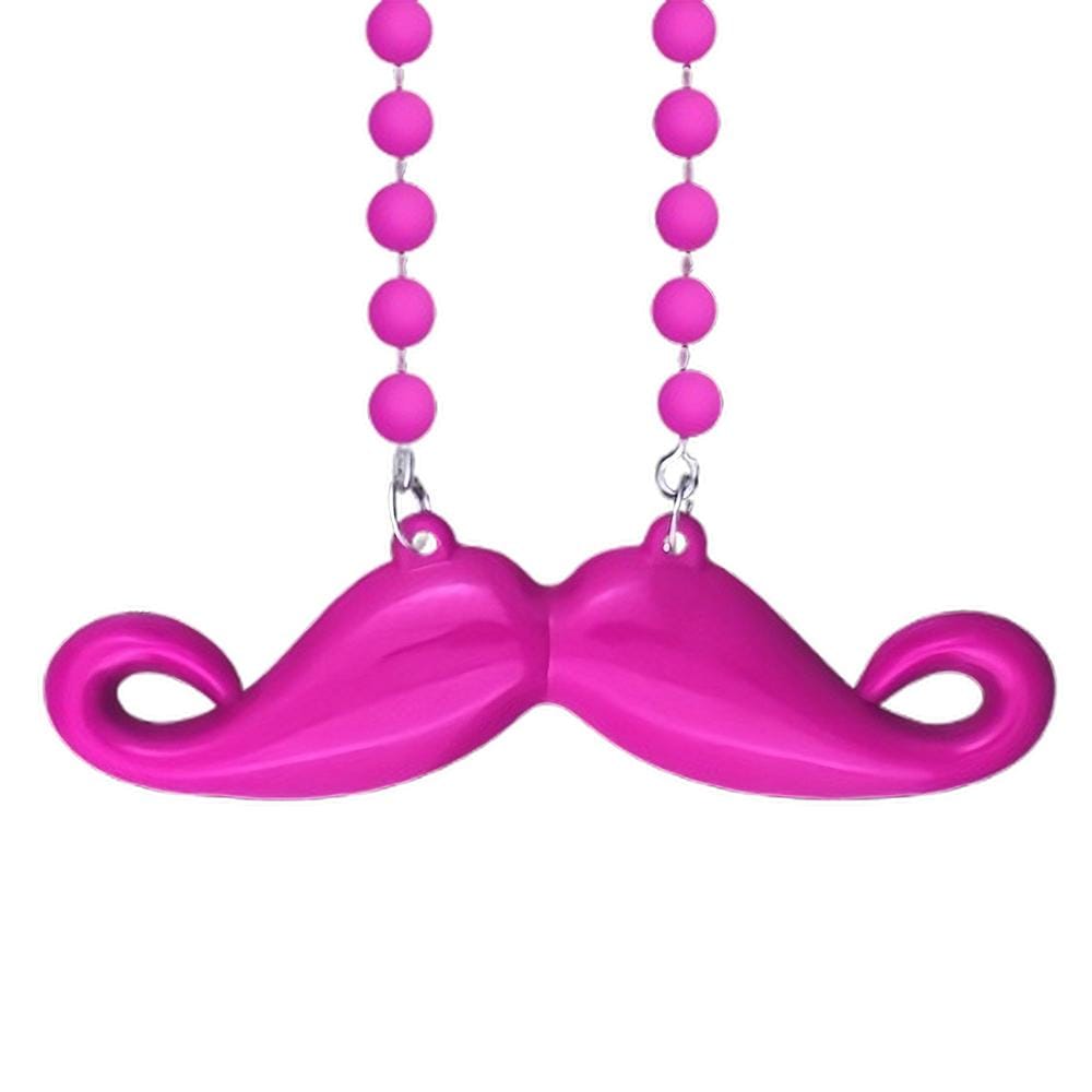 Funky Mustache Beaded Necklace Pink Pack of 12 All Products Funky Mustache Beaded Necklace Pink Pack of 12 All Products