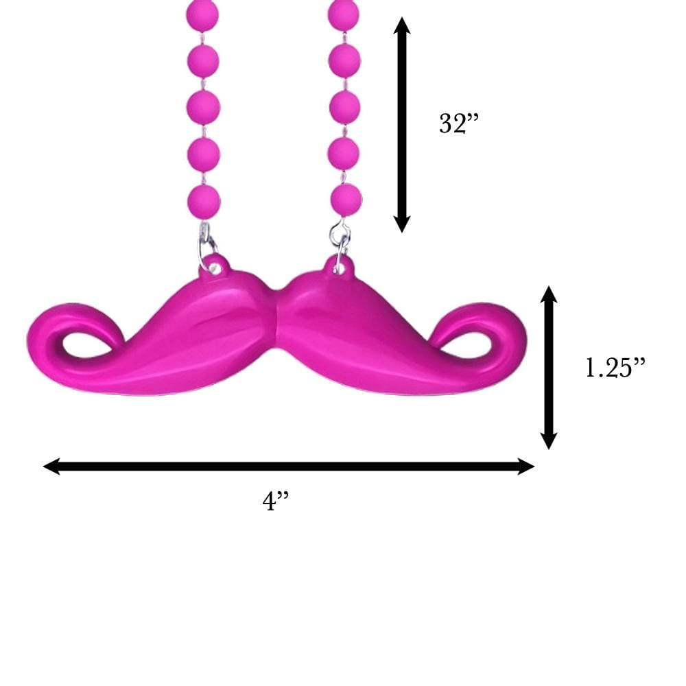 Funky Mustache Beaded Necklace Pink Pack of 12 All Products Funky Mustache Beaded Necklace Pink Pack of 12 All Products 2