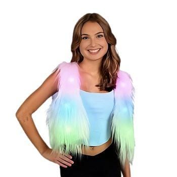 Light Up Faux Fur Go Go Multicolor Vest Small All Products 3
