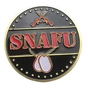 FUBAR SNAFU Military Flipping Challenge Gold Plated Coin FUBAR SNAFU Military Flipping Challenge Gold Plated Coin