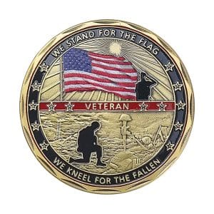 We Stand for the Flag We Kneel for the Fallen Commemorative Veteran Tribute Gold Plated Coin We Stand for the Flag We Kneel for the Fallen Commemorative Veteran Tribute Gold Plated Coin