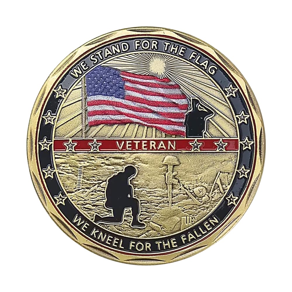 We Stand for the Flag We Kneel for the Fallen Commemorative Veteran Tribute Gold Plated Coin All Products We Stand for the Flag We Kneel for the Fallen Commemorative Veteran Tribute Gold Plated Coin All Products