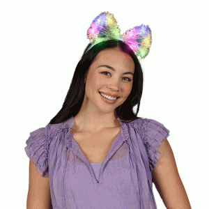 Multicolor LEDs Tinsel Iridescent Bow Headband Multicolor LEDs Tinsel Iridescent Bow Headband