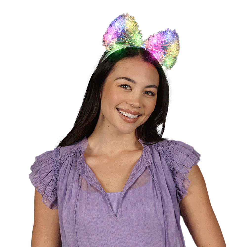 Multicolor LEDs Tinsel Iridescent Bow Headband All Products Multicolor LEDs Tinsel Iridescent Bow Headband All Products 3