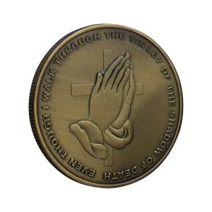 Fear Not Evil Praying Hands Cross Psalm 23:4 Christian Bible Commemorative Bronze Plated Coin Fear Not Evil Praying Hands Cross Psalm 23:4 Christian Bible Commemorative Bronze Plated Coin