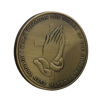 Fear Not Evil Praying Hands Cross Psalm 23:4 Christian Bible Commemorative Bronze Plated Coin All Products
