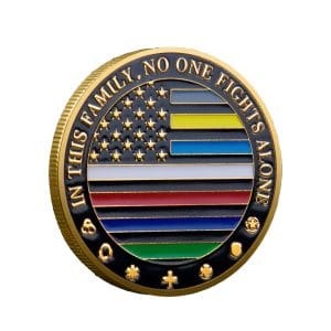 First Responders Military Thin Line Values Challenge Gold Plated Coin First Responders Military Thin Line Values Challenge Gold Plated Coin
