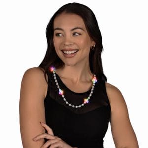 Flashing Throw Pearl and Silver Beads LED Necklace