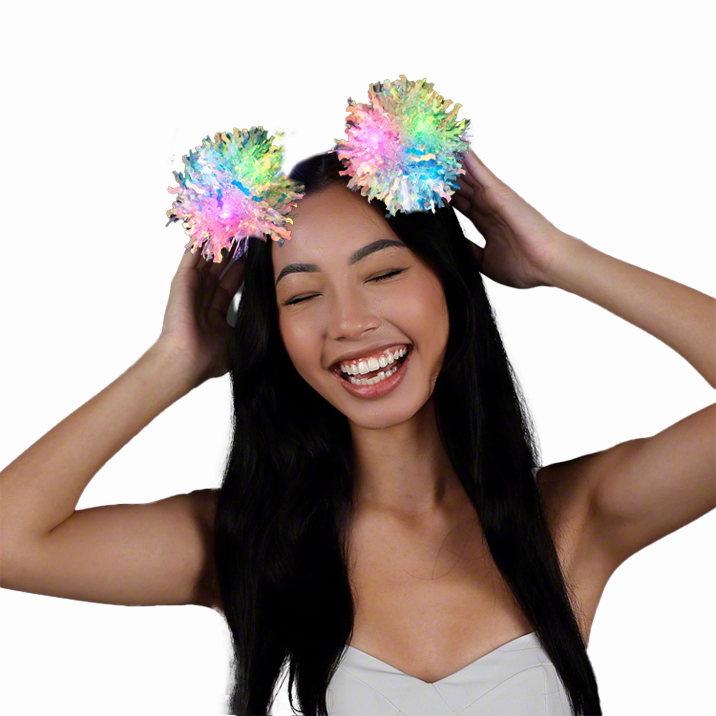 Light Up Crinkle Tinsel Fluffy Pom Pom Headband All Products Light Up Crinkle Tinsel Fluffy Pom Pom Headband All Products