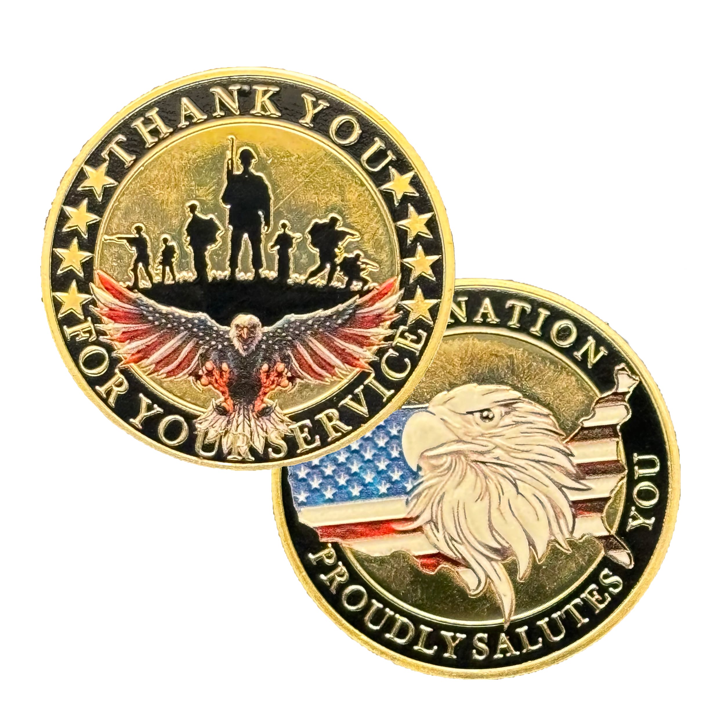 Military Veterans Thank You Commemorative Challenge Gold Coin with Eagle and Flag Design All Products Military Veterans Thank You Commemorative Challenge Gold Coin with Eagle and Flag Design All Products 4