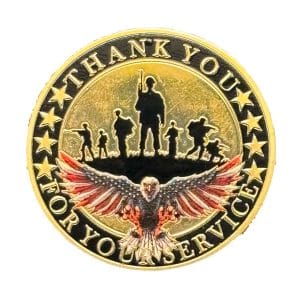 Military Veterans Thank You Commemorative Challenge Gold Coin with Eagle and Flag Design Military Veterans Thank You Commemorative Challenge Gold Coin with Eagle and Flag Design